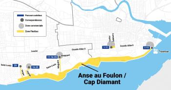 Carte de la zone Flexibus l'anse au Foulon/Cap Diamant