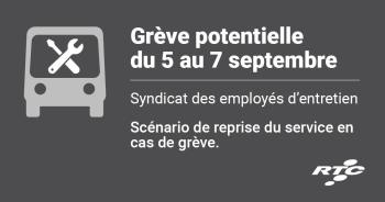Grève potentielle du 5 au 7 septembre. Syndicat du personnel de l'entretien. 