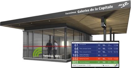 Écrans d'information dans les stations