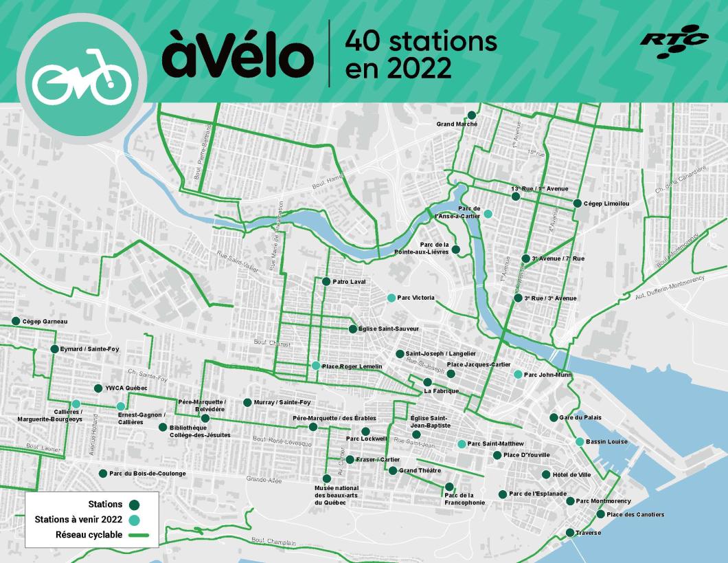 Carte des stations àVélo 2022 à venir