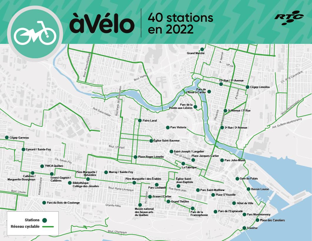 Carte des 40 stations àVélo