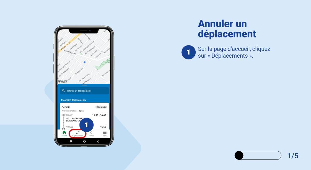 Sur la page d'accueil, cliquez sur Déplacements 