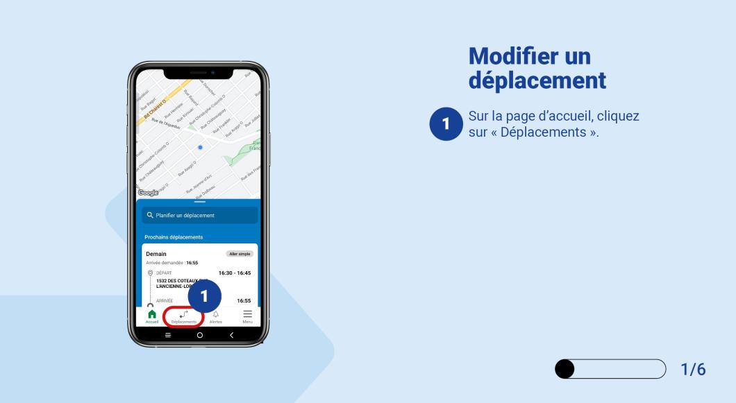 Sur la page d'accueil, cliquez sur Déplacements