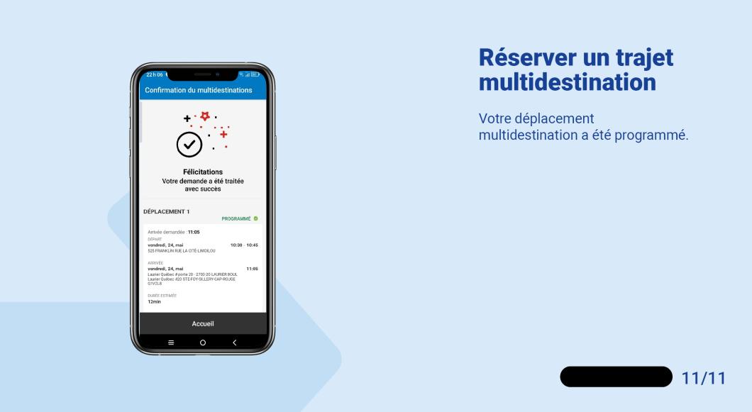 Votre déplacement multidestination a été programmé. 