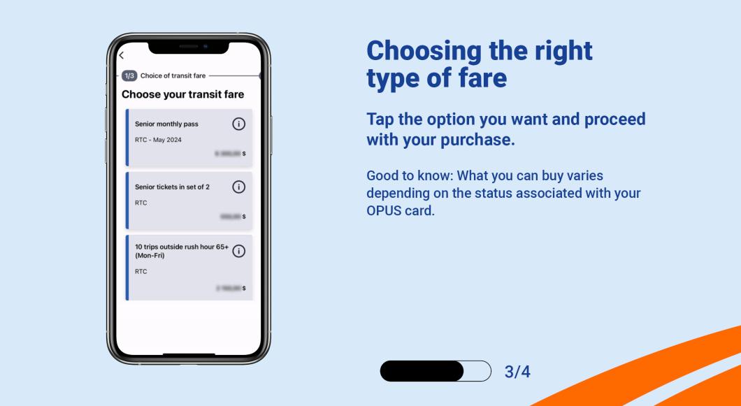 Tap the option you want and proceed with your purchase